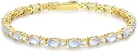 FANCIME 14K Gold Plated Birthstone Tennis Bracelet - 4mm Sterling Silver 7" for Women, Birthday Gifts