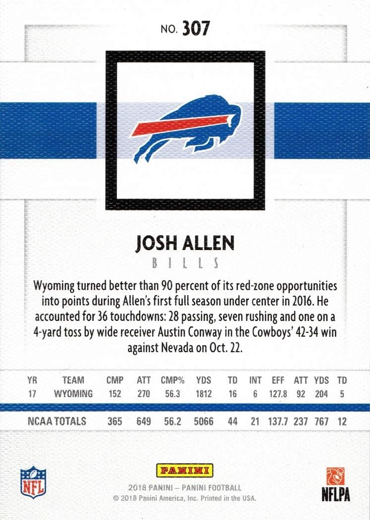 2018 Panini Canvas Football #307 Josh Allen Rookie Card