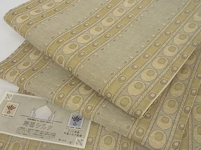 野蚕シルク 全通柄袋帯 間道 証紙付き 正絹