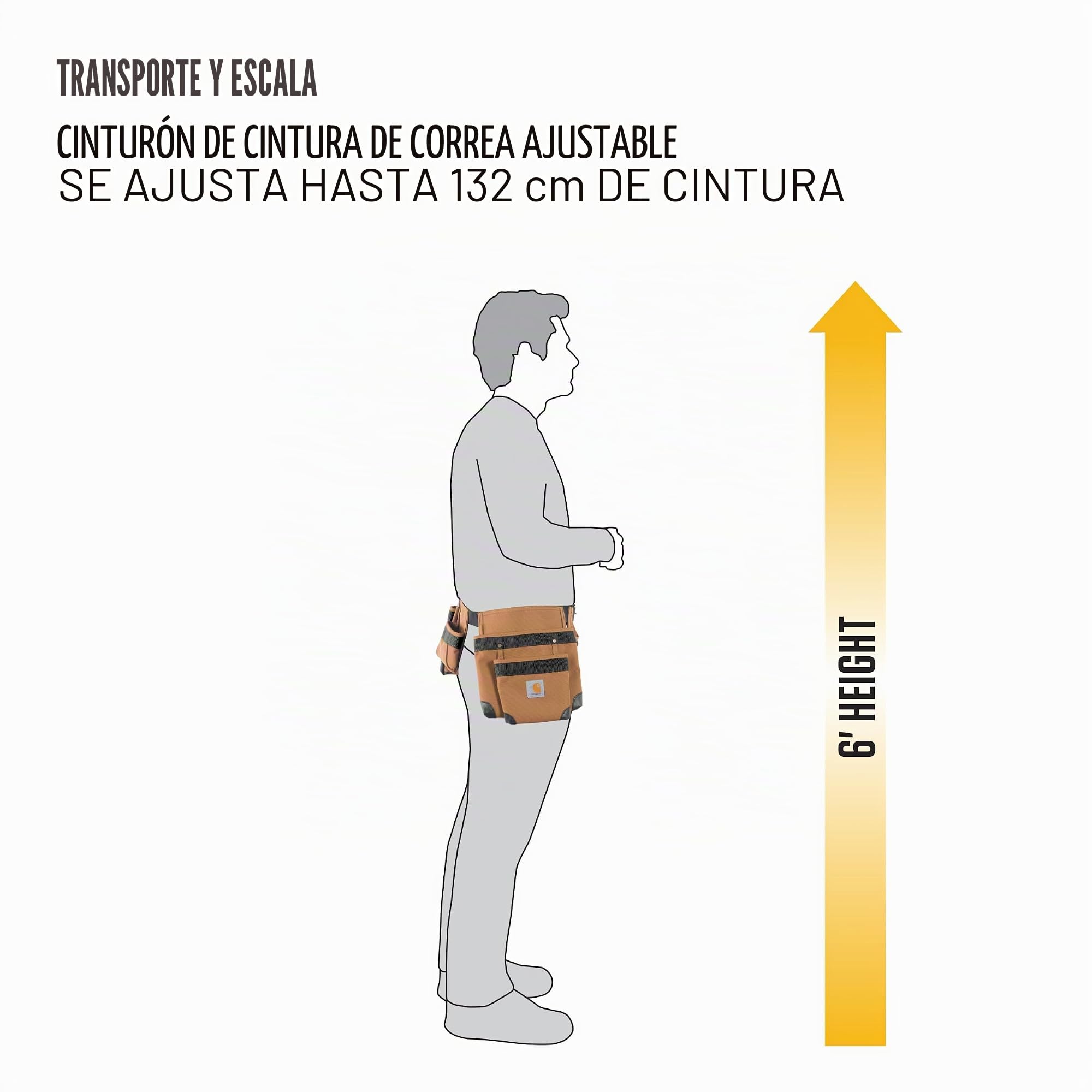 Carhartt Cinturón acolchado para herramientas, resistente con bolsillos de almacenamiento para herramientas y cierre, 7 bolsillos, marrón Carhartt