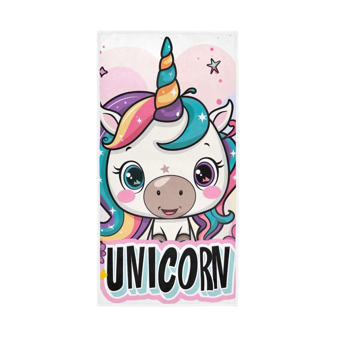 HUYGD Cute Unicorn Cartoon Hand Towel, 15 x 30 Inches, Soft Highly Absorbent Towels for Bathroom Gym Shower