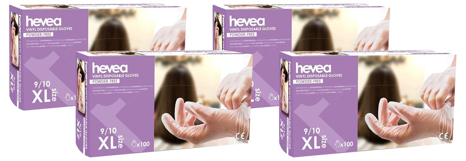 by Amazon - Einweg-Vinylhandschuhe, Größe XL, 100er-Pack(Früher Marke Hevea) (Packung mit 4)