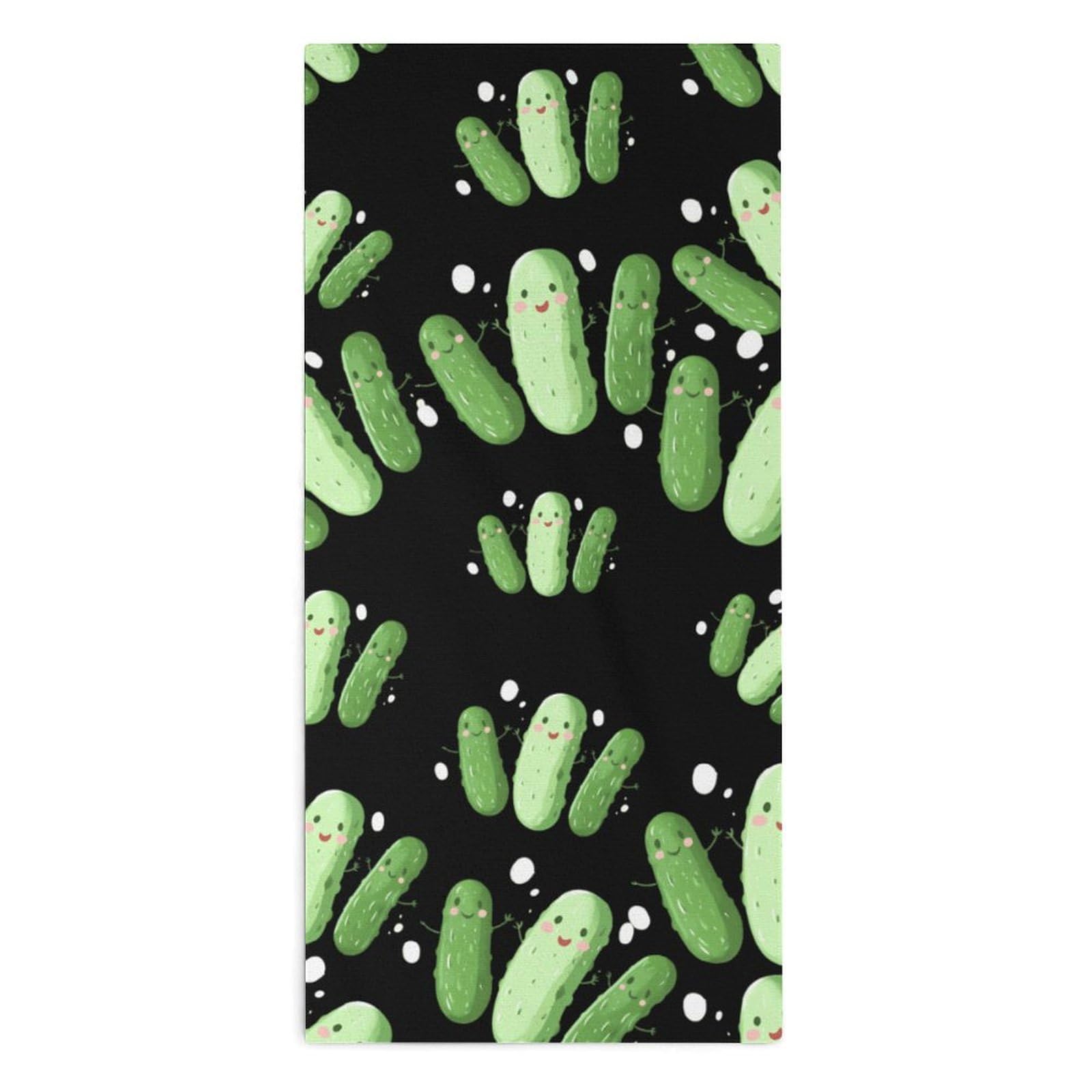 TXFBTRFSA Cute Cucumber Pickle Hand Towels for Adult Face Towel Bath Beach Swim Accessories
