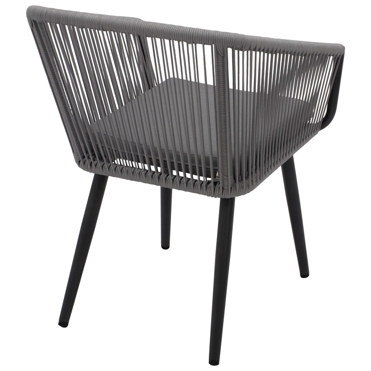 DEGAMO Gartenstuhl Riva, Aluminium wetterfest anthrazit + Rope grau, mit Kissen grau, modern, Outdoor, 2 STCK.