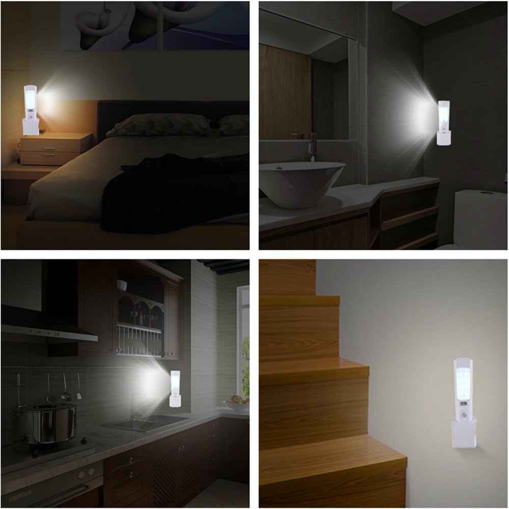 4-in-1 Motion Sensor Wall Night Light, Power Failure LED light, Emergency Flashlights, Rechargeable Torch, Plug in Power Outage Light, Perfect for Power Outages and Hurricanes, Bright White 2-Pack