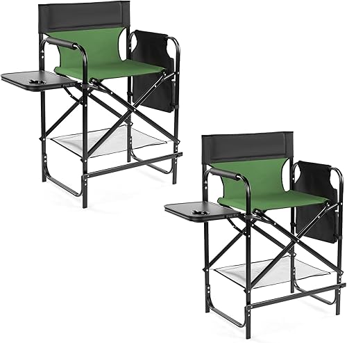 Miniatura 22 de Outvita Silla de Director de 26" de Altura con Asiento Plegable con Mesa Lateral y Bolsa de Almacenamiento, Soporte para 300 Libras, Silla Portátil