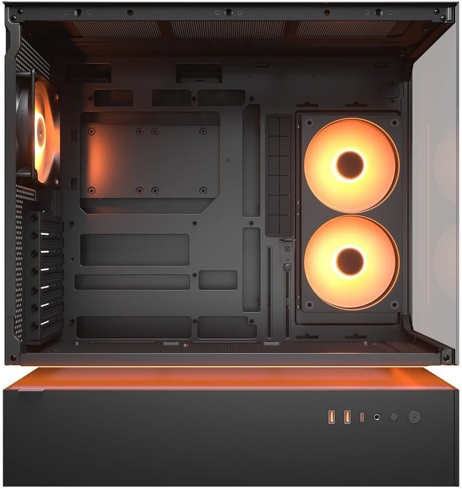 اندريون view of COUGAR CFV235 PC case with fans installed and illuminated