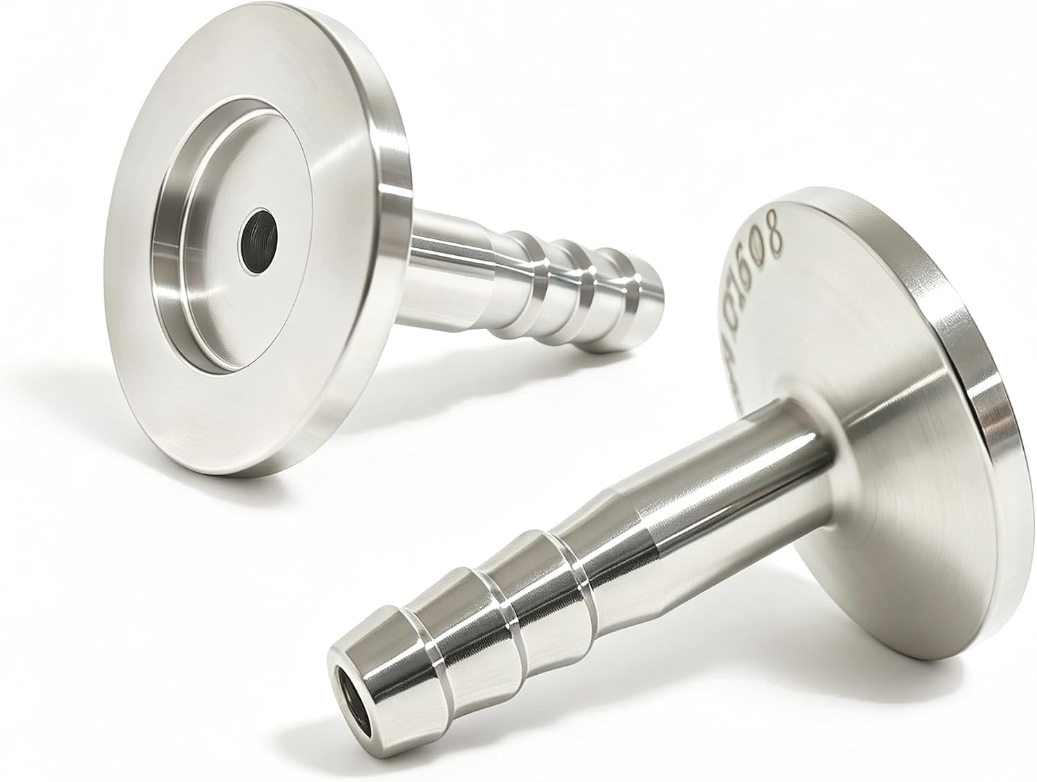 2pcs KF16-Ф13 Rubber Hose Barb Adapter | Rubber Hose Connector, ISO-KF Flange Size NW-16, 304 Stainless Steel