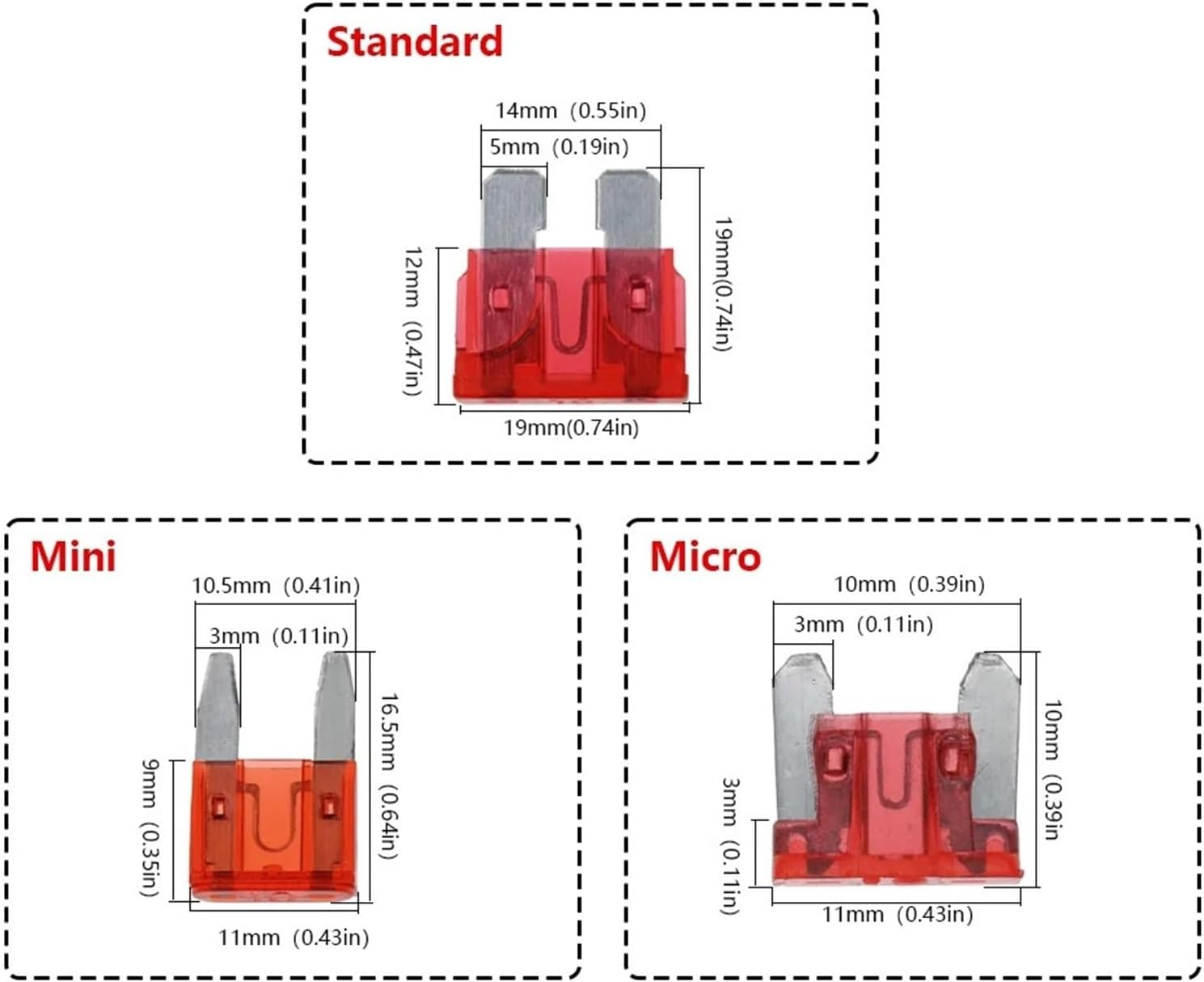 10PCS Car Fuse Holder PCB Board Standard Mini Micro Small Blade Auto Automotive Boat 32V for PCB Board Safety Clip Insertion Typ(Micro,3A)