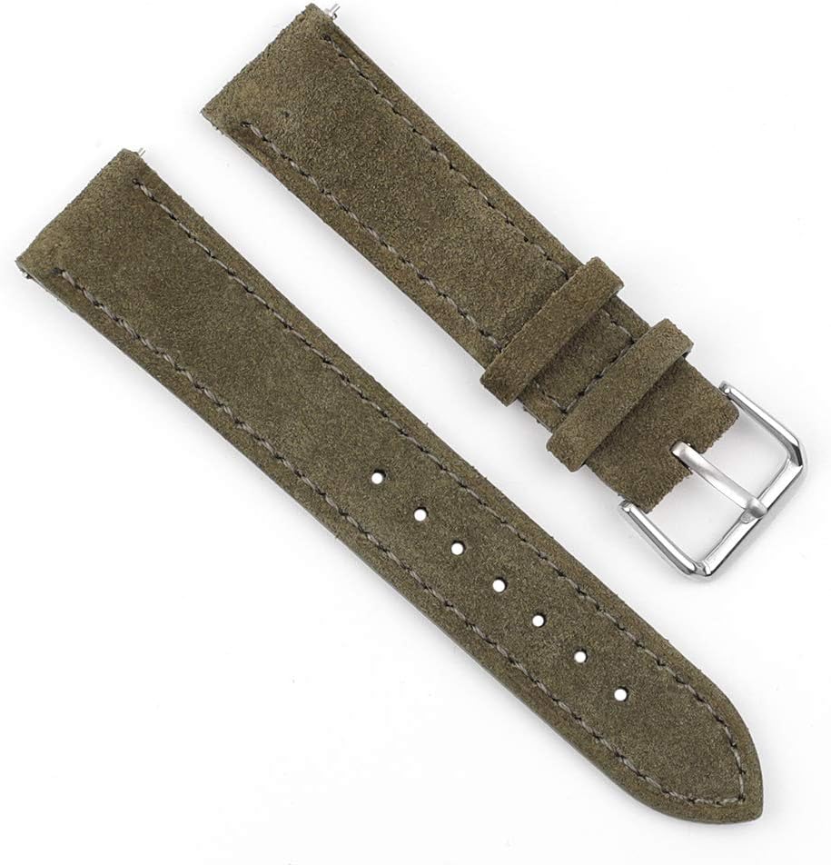 Onthelevel Suede Watch Strap-18mm 19mm 20mm 22mm 24mm Suede Leather with Black Leather Back Watch Band for Men or Women
