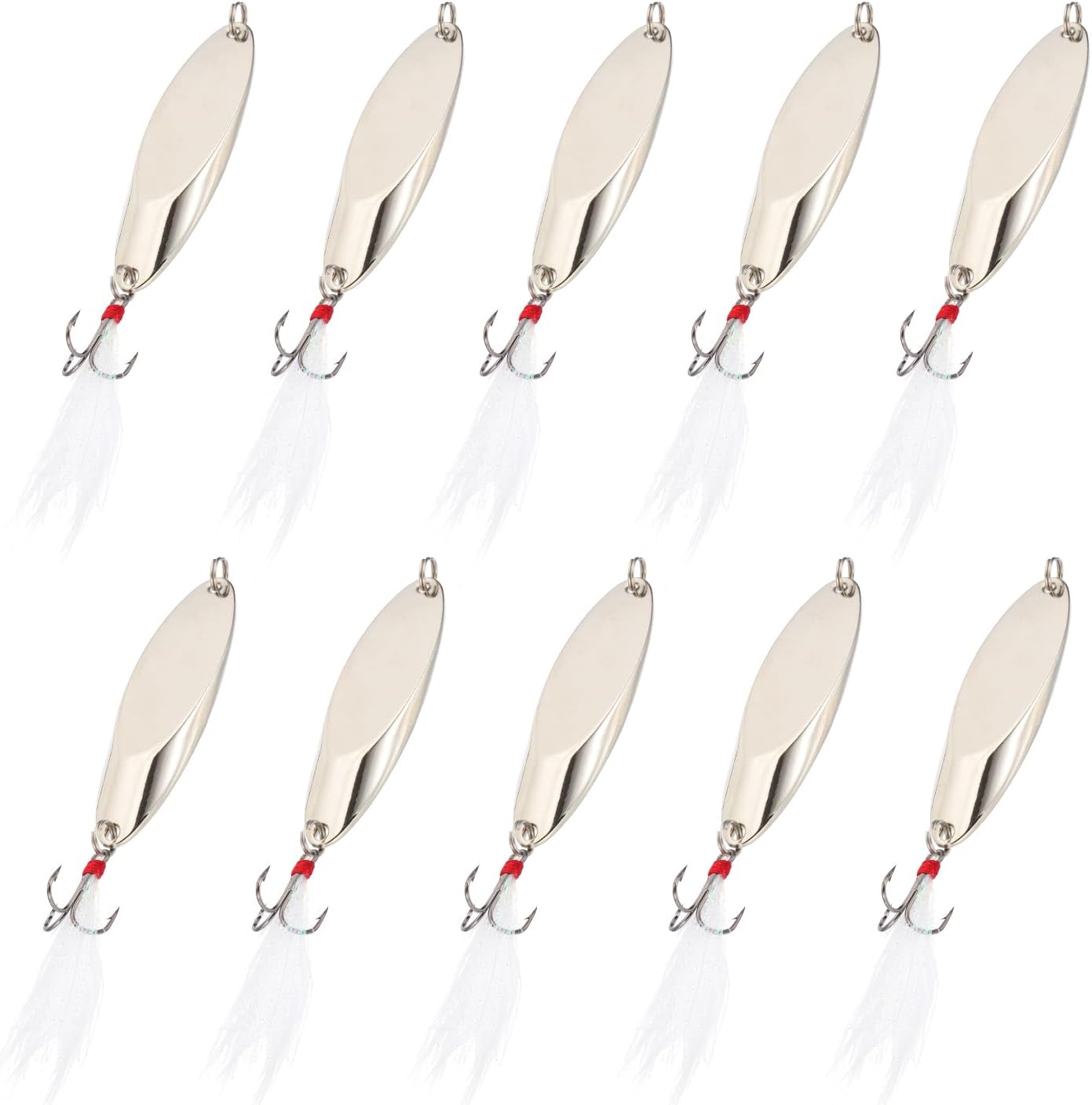 PATIKIL Fishing Spoons, Fishing Lures Casting Spoon Treble Hooks Jigs Hard Metal Spinner Baits for Freshwater Saltwater Salmon