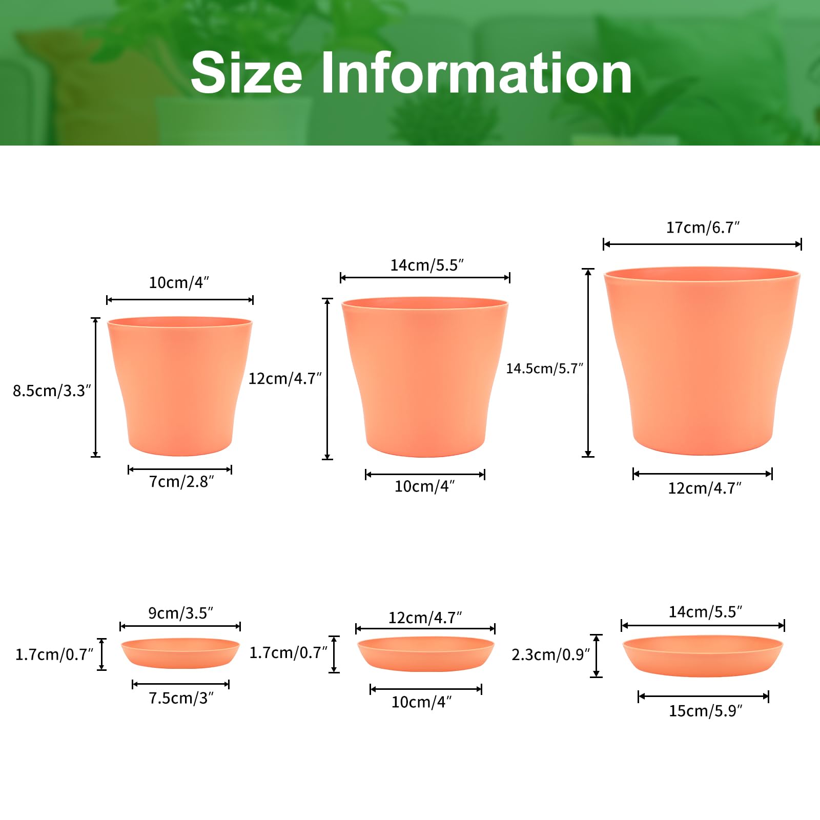 KINGLAKE 8 Pièces 17 CM Pots Plastique Plantes, Cache Pot Interieur Exterieur, Pot de Fleur avec Plateaux, Convient aux Semis, Cactus, Plantes Succulentes, Orchidées, Herbes -8 Coloré