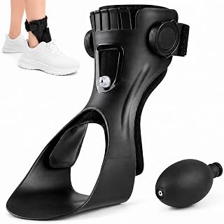 AFO Drop Foot Brace,Upgraded Ankle Foot Orthosis Support for Hemiplegia Stroke With Inflatable Airbag Lining,Varus Correction,Improves Walking Gait Shoes Foot Stabilizer Men/Women (Black-Right-S)