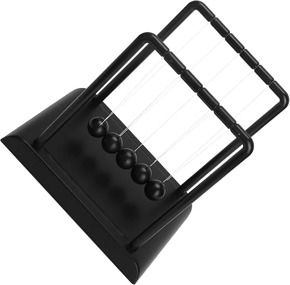 Newtons Cradle Balance Pendulum, 5 Large Beads Newtons Cradle Balance Balls Desk Toy, Fun Physics Science Swinging Ball Stress Relief Accessories Toy for Office, Bedroom