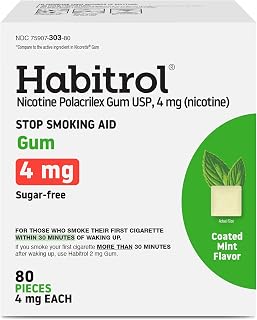 Habitrol Nicotine Gum - 4 mg, Mint Flavor, 80 Count | Reduces Cravings & Helps Quit Smoking