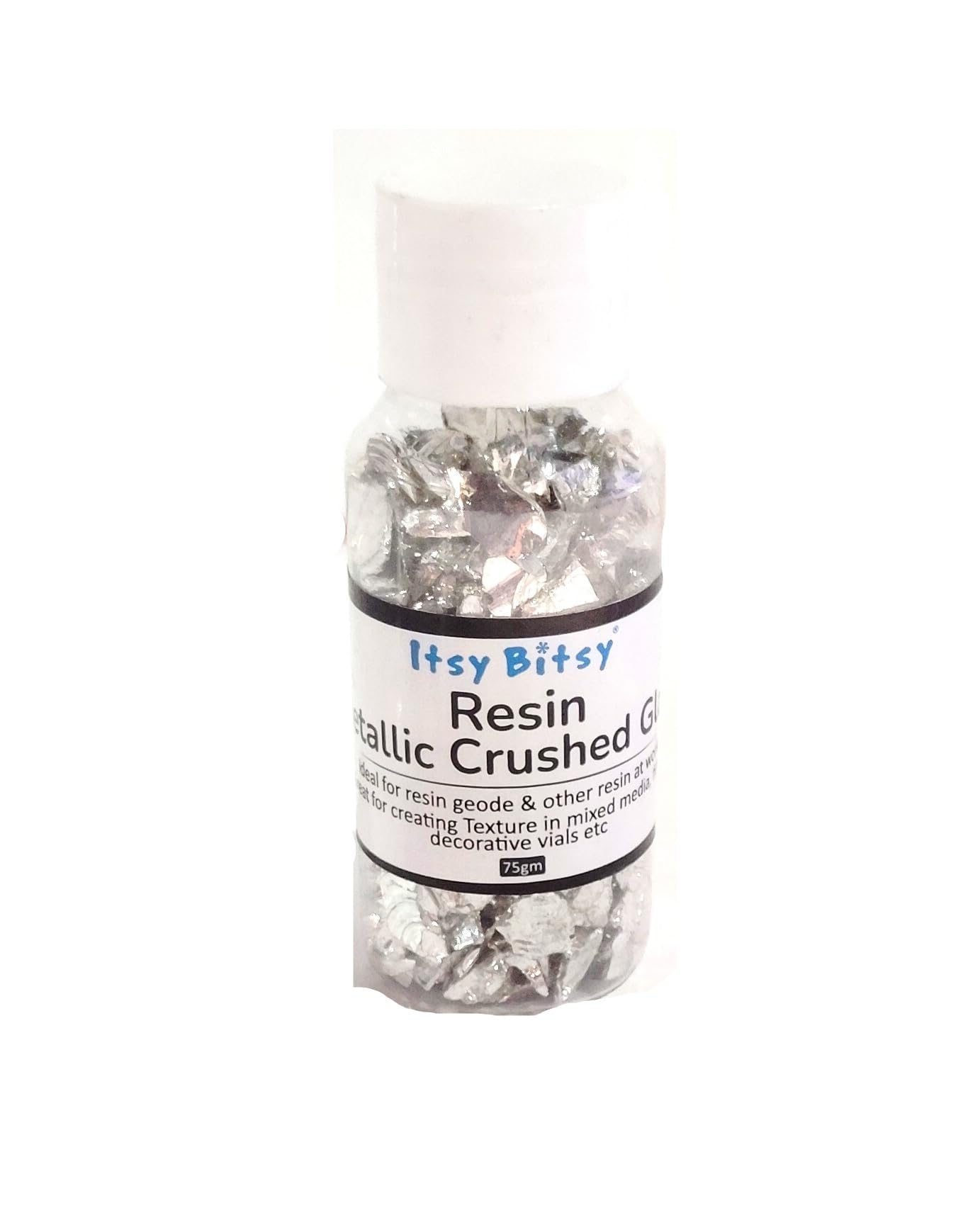 Itsy Bitsy Crushed Glass Silver Nugget 6–9mm Decorative Craft Filler for Resin Art Mosaic Jewelry Vases Candle Decor DIY Projects 75gm Bottle-image-8