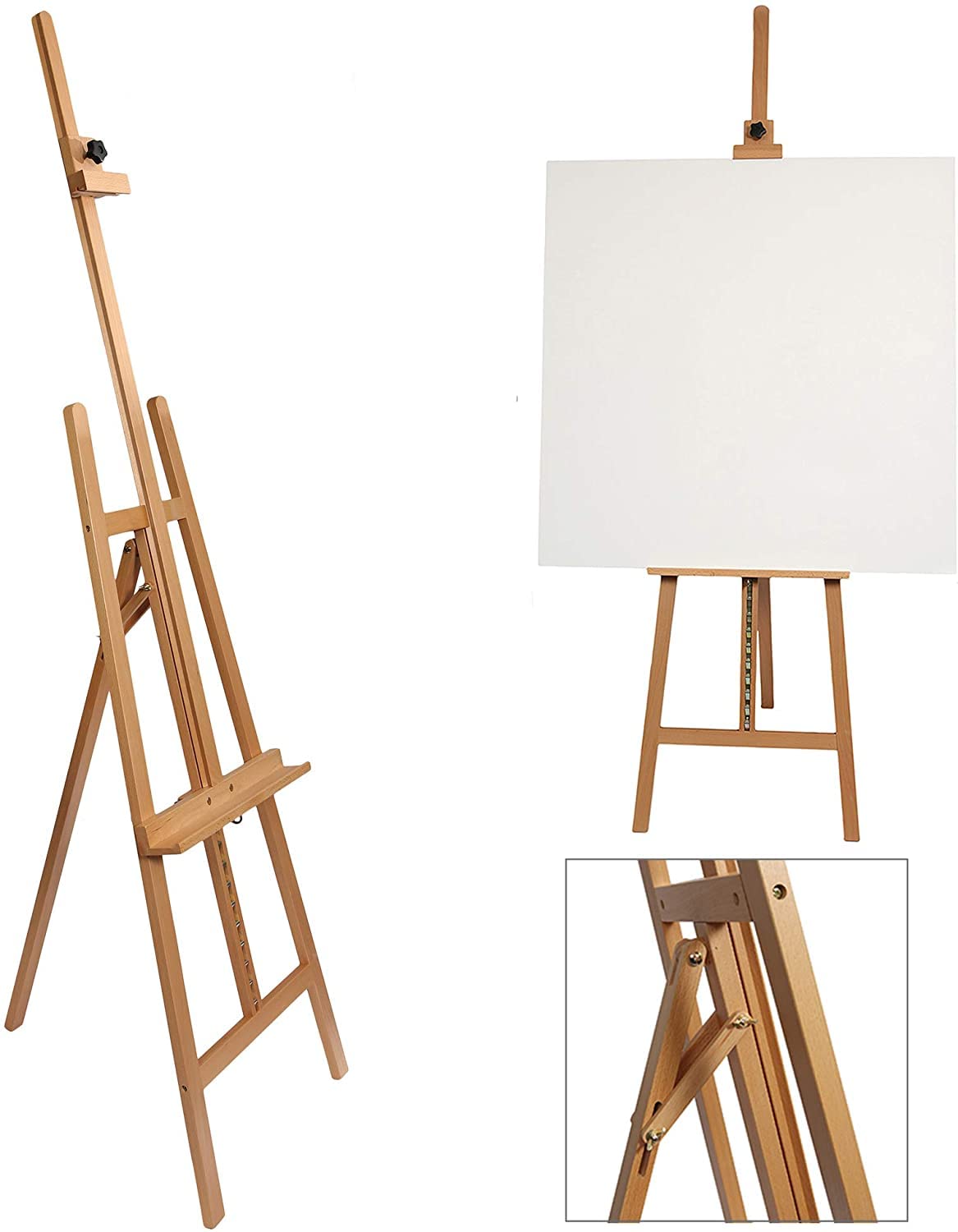 PREMIFY Wooden Easel Stand For Painting, Professional Studio A-Frame Easel Stand | Pine Wood | Adjustable Durable Art Artist Easel for Painting Sketching Display Exhibition Wedding| Assemble First
