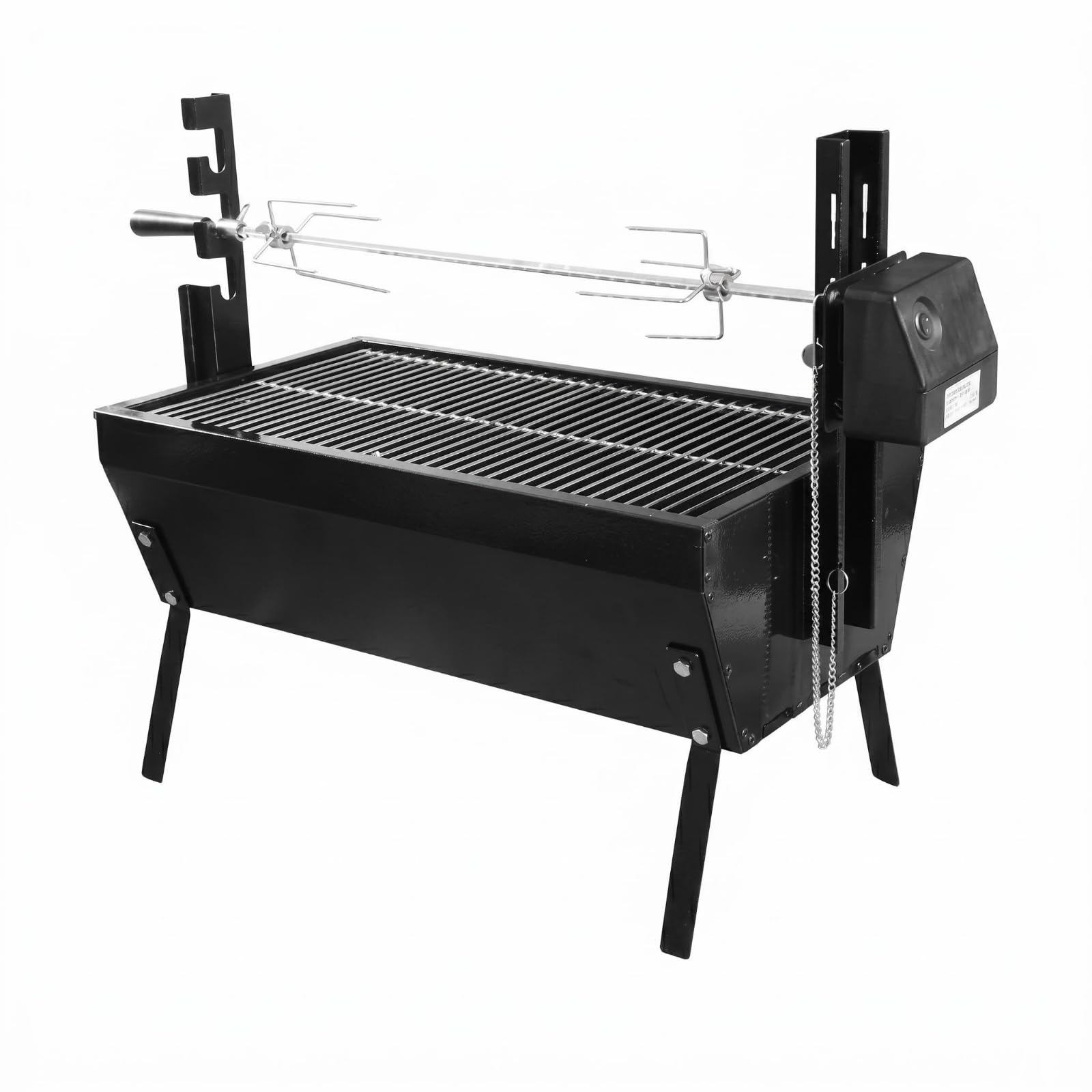 Przenośny grill na węgiel drzewny z wentylowanym rożnem, zasilany bateriami, łatwy w użyciu, idealny do gotowania na świeżym powietrzu i grillowania, trwałe malowane wykończenie, idealny na spotkania