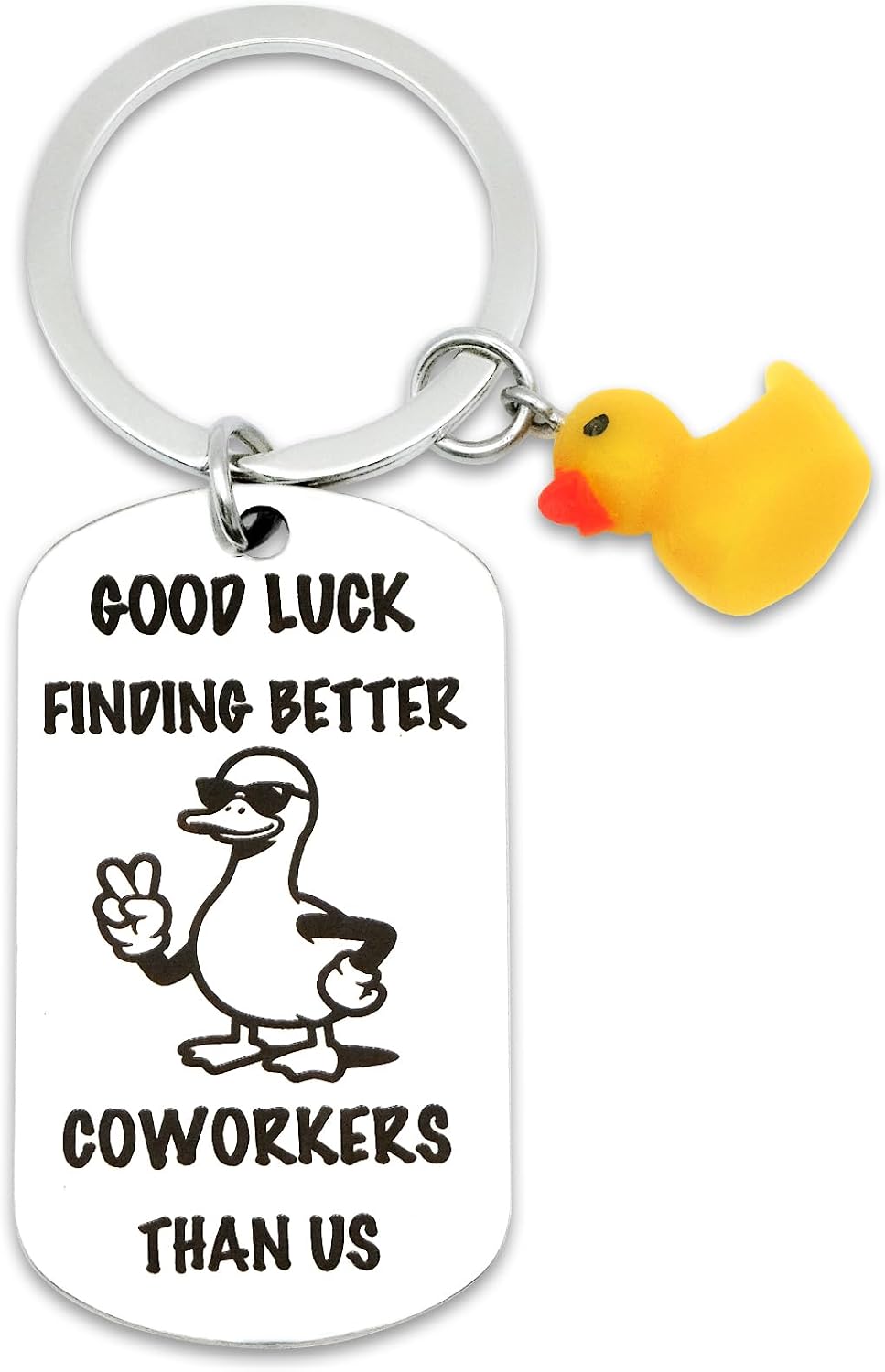 Funny Coworker Leaving Gift for Women Men Good Luck Duck Keychain Farewell Goodbye Gifts for Coworkers Lucky Duck Going Away Gift for Work Bestie Colleagues Friends Christmas Retirement