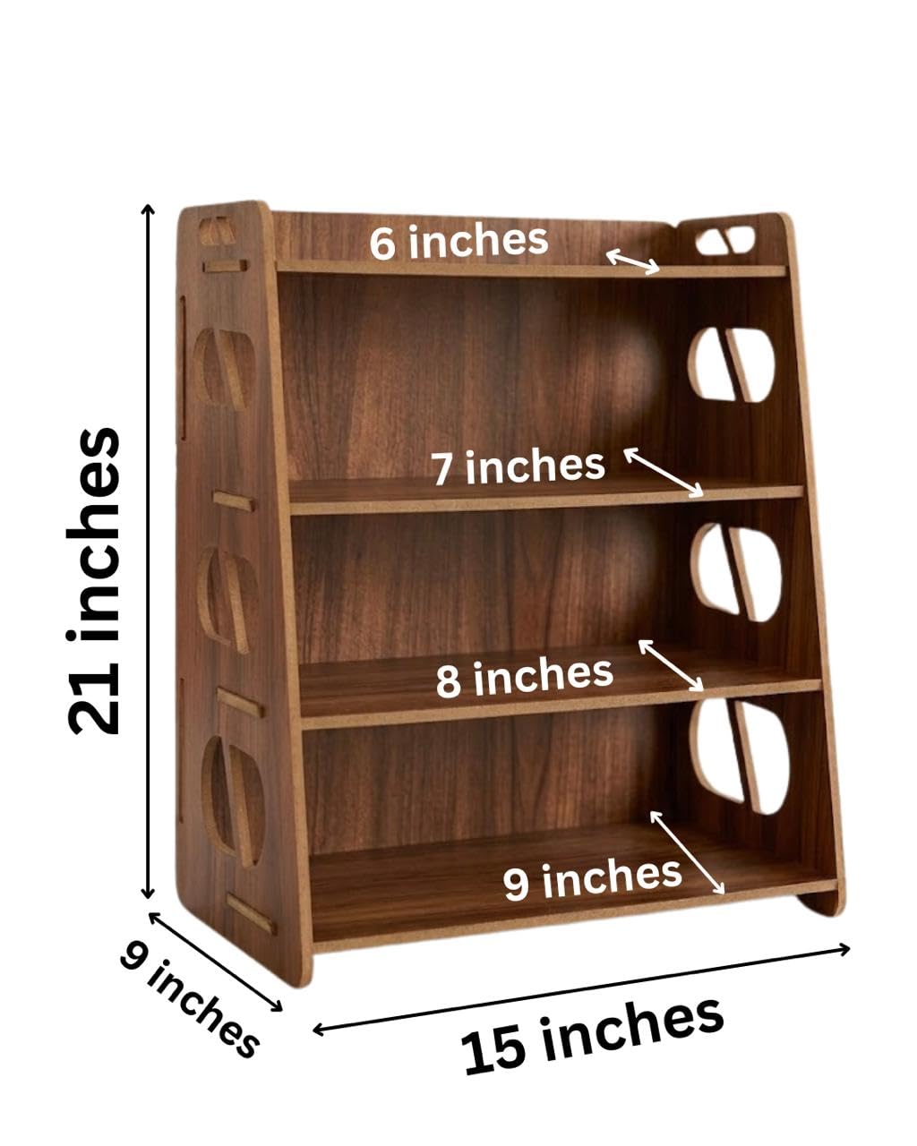 Wooden Spice Rack - 4 Shelves, Wall Mounted -3