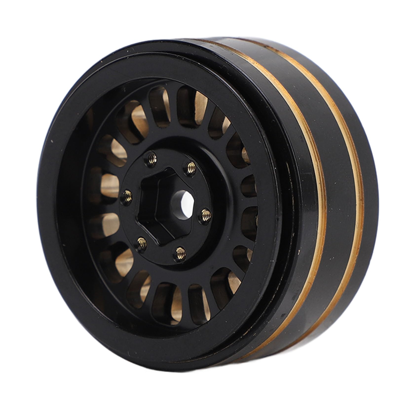 Alomejor Jeu de Jantes Beadlock en Laiton 1,2 Pouces pour Voiture SCX24 FMS24 RC Couleur Noire et Matériau Haute Résistance Moyeu de Roue pour Voiture SCX24 FMS24 1/24 RC