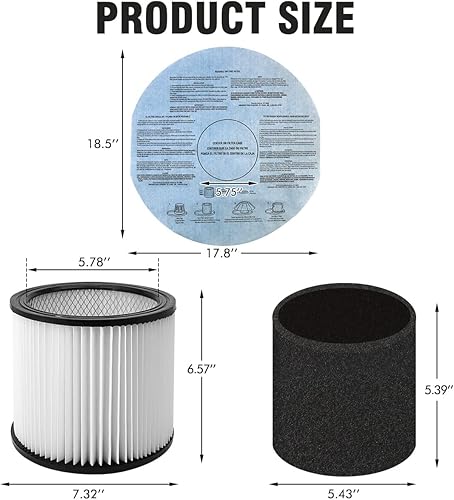 Miniatura 3 de ANBOO Filtro para aspiradora Shop Vac 90304 90350 90333 9030400 con tapa, 2 filtros de espuma 90585, 2 filtros 9010700 con banda de retención y 3