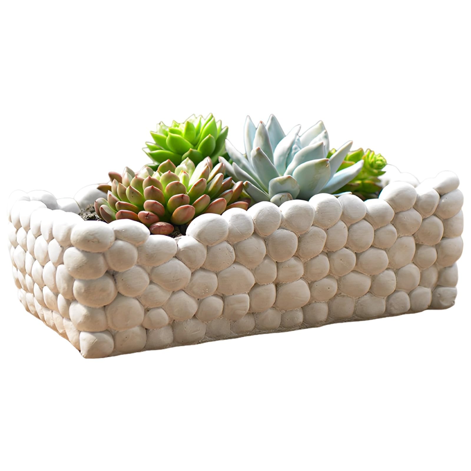 Kamienna doniczka na sukulenty, prostokątna doniczka na rośliny cementowe, doniczka na kwiaty wiejskie, nowoczesny wyświetlacz, 24 x 15 x 3 cale
