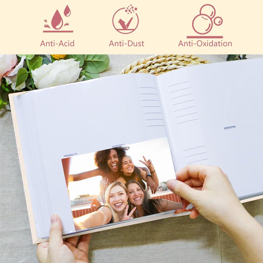 Holoary Photo Album 4x6 200 Photos, 200 Pockets 4”x6” Picture Album, Linen Fabric Cover Big Picture Book for Photos with Writing Area, 4x6 Photo Albums for Family Weddings Travel Memories(Beige) - Image 7