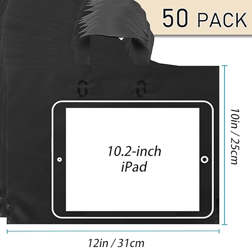 Miniatura 2 de SOSFKIM Thank You - Bolsas de mercancía, 50 unidades, 10 x 12 pulgadas, color negro, a granel, extragruesas de 2.76 mil, para pequeñas empresas,