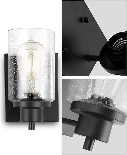 Miniatura 6 de Paquete de 2 lámparas de tocador de baño, apliques de pared, modernas luces de pared de baño interiores con vidrio semillado, accesorios de pared