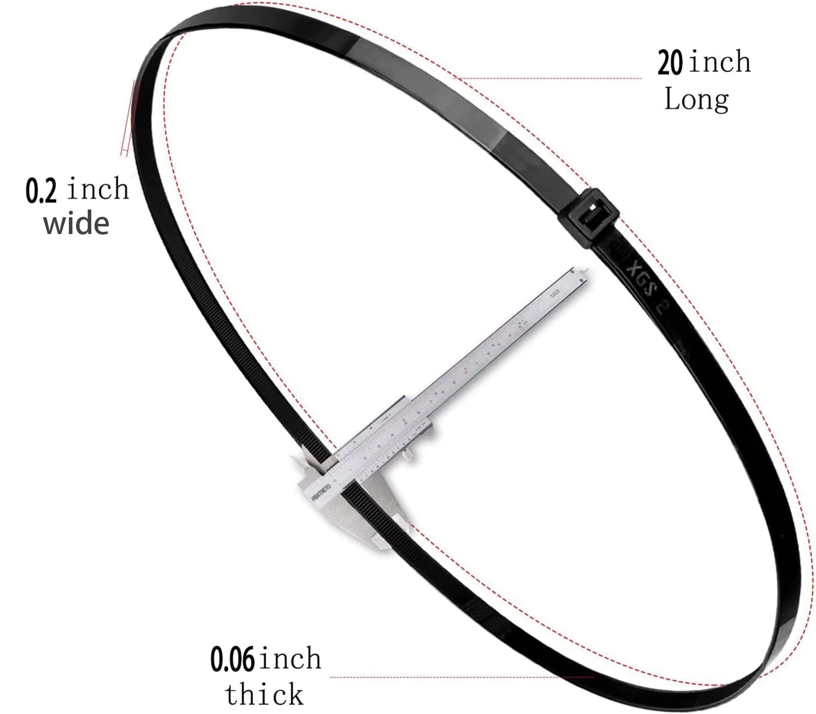 100 bridas de alambre grandes de 20 pulgadas con bridas de cable grandes de resistencia a la tracción de 70 libras, color negro