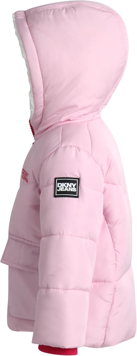 DKNY Infant Toddler Baby Girls' Winter Jacket - Fleece Lined Quilted Bubble Puffer Parka Coat for Girls (Sizes:12M-4T) - Image 5