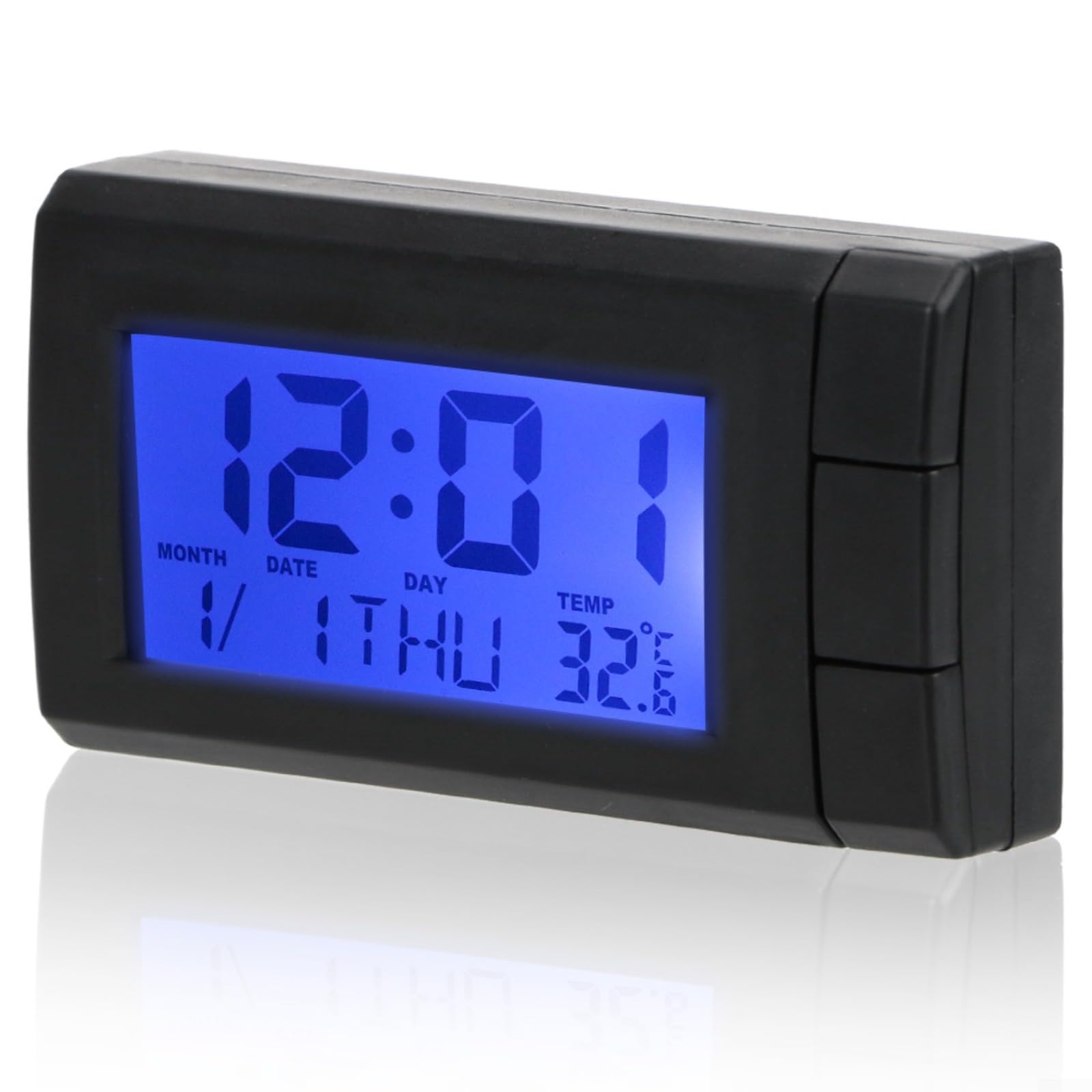 Horloge numérique LCD pour voiture avec affichage de la date et de la température, montre électronique de tableau de bord pour intérieur de voiture, ABS