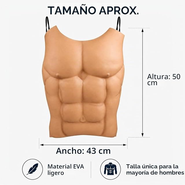 Foto 2 de 6 de Uteruik Disfraz de Pecho Musculoso para Hombre, EVA, 50 x 43 cm