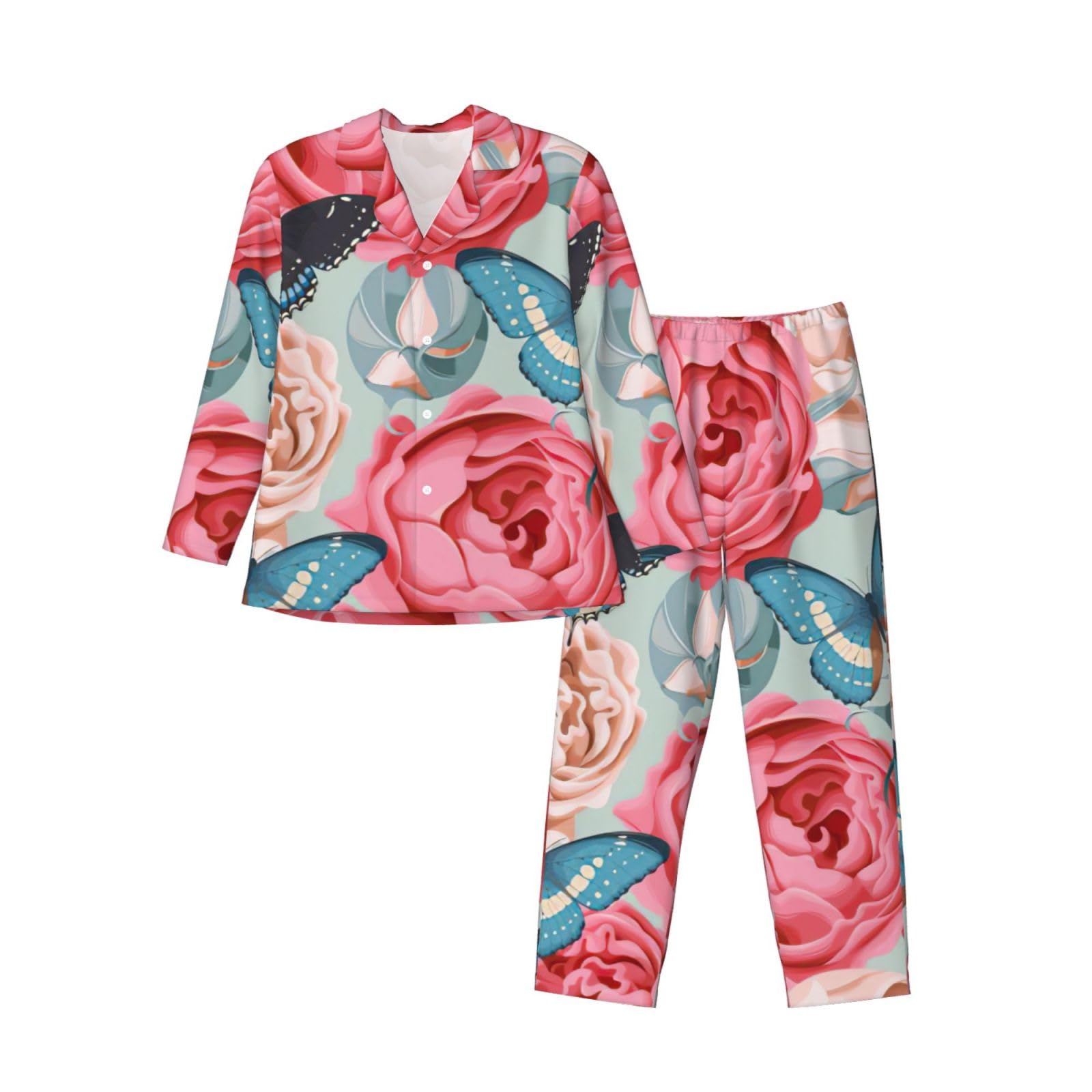 Pyjama homme manches longues imprimé fleur vêtement de nuit confortable tenue détente - 8