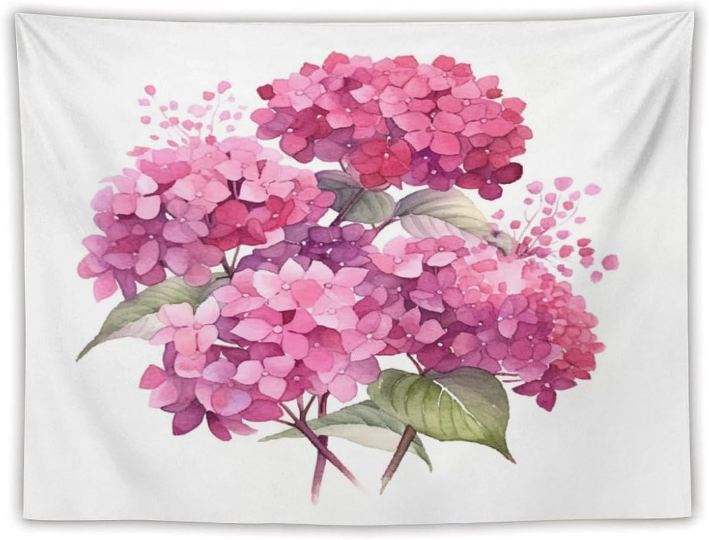 MaSiledyTapastry's Wall Hanging Hydrangea Raspberry Pink Hedgerow Watercolor Tapestry Pink Purple Floral Garden Watercolor Tapestries for Bedroom Wall Art for Home Decor 60"x80"
