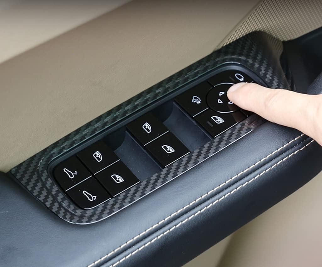 New Carbon Fiber Window Control Covers Compatible with Porsche Cayenne 2018-2022 (Black)
