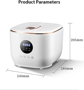 Low Sugar Cooker, 3L White Low Carb Steamer, Stainless Steel Basket, 5-Function, 24-Hour Delay Timer, 8-Hour Warm, Easy to Clean