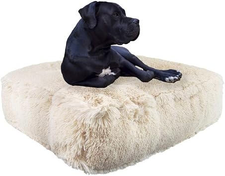 Bessie and Barnie Frosted Willow Extra Plush Shag Faux Fur Luxury Sicilian Rectangle Pet/Dog Bed Multiple Sizes