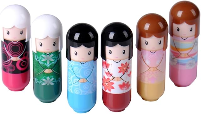 Lip Balm Multipack, Cute Doll Lip Balm 6 Pack, 100% Natural Moisturising Repairing Lip Balm Protection, Beauty Gift Set for Girls and Children