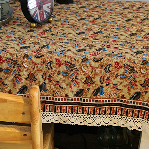 Nappe imprimé de feuilles fleurs 140x220cm en coton multicouleur