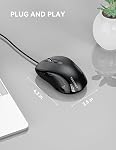 TECKNET Wired Mouse, USB Wired Computer Mouse, 3600DPI 4 Adjustable Levels, 6-Button Ergonomic Mice, Home and Office Mouse for Laptop PC Desktop Notebook - Black