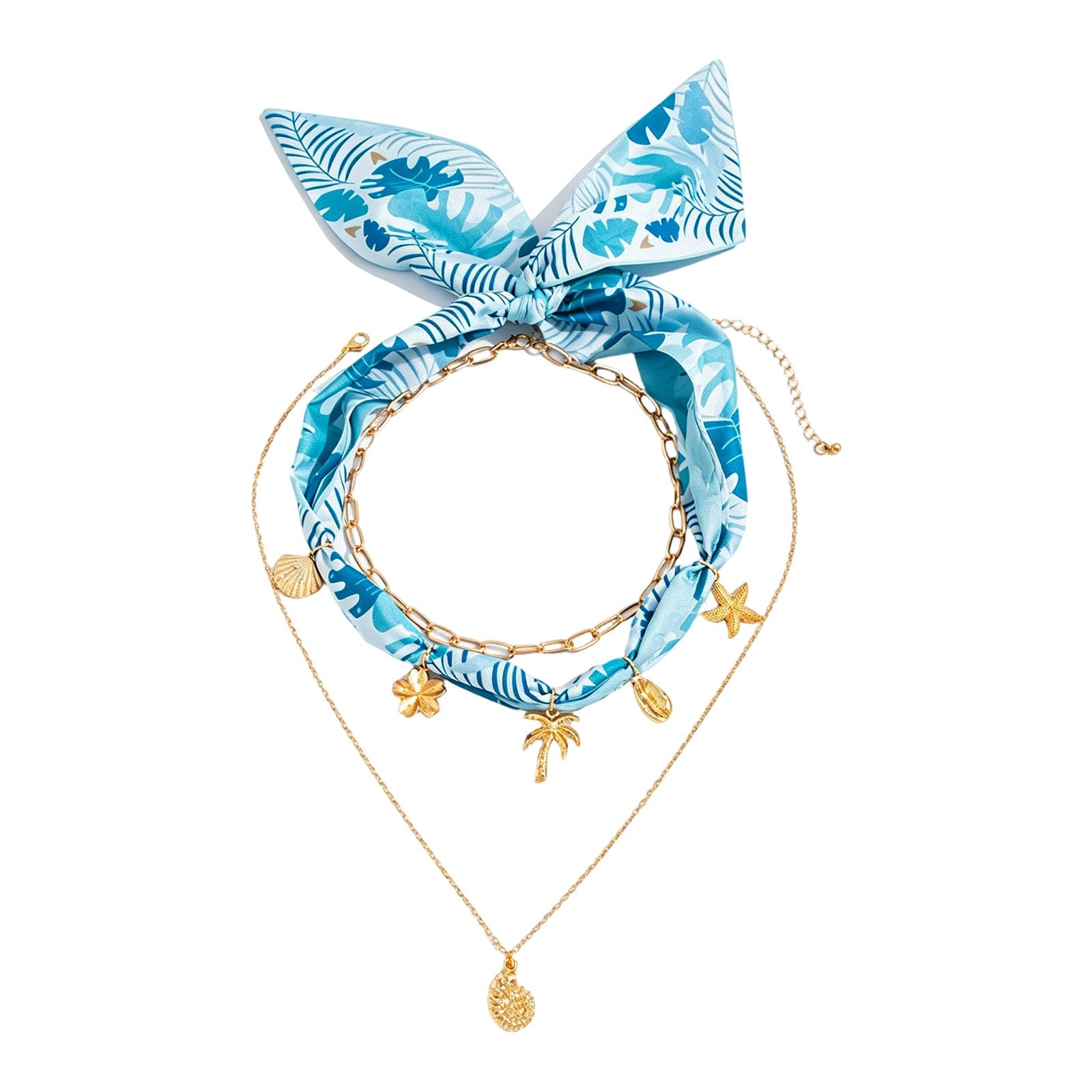 Hredwep Colorful Scarf Design Layer Necklace With Sun And Tree Pendants For Women Fashion Jewelry