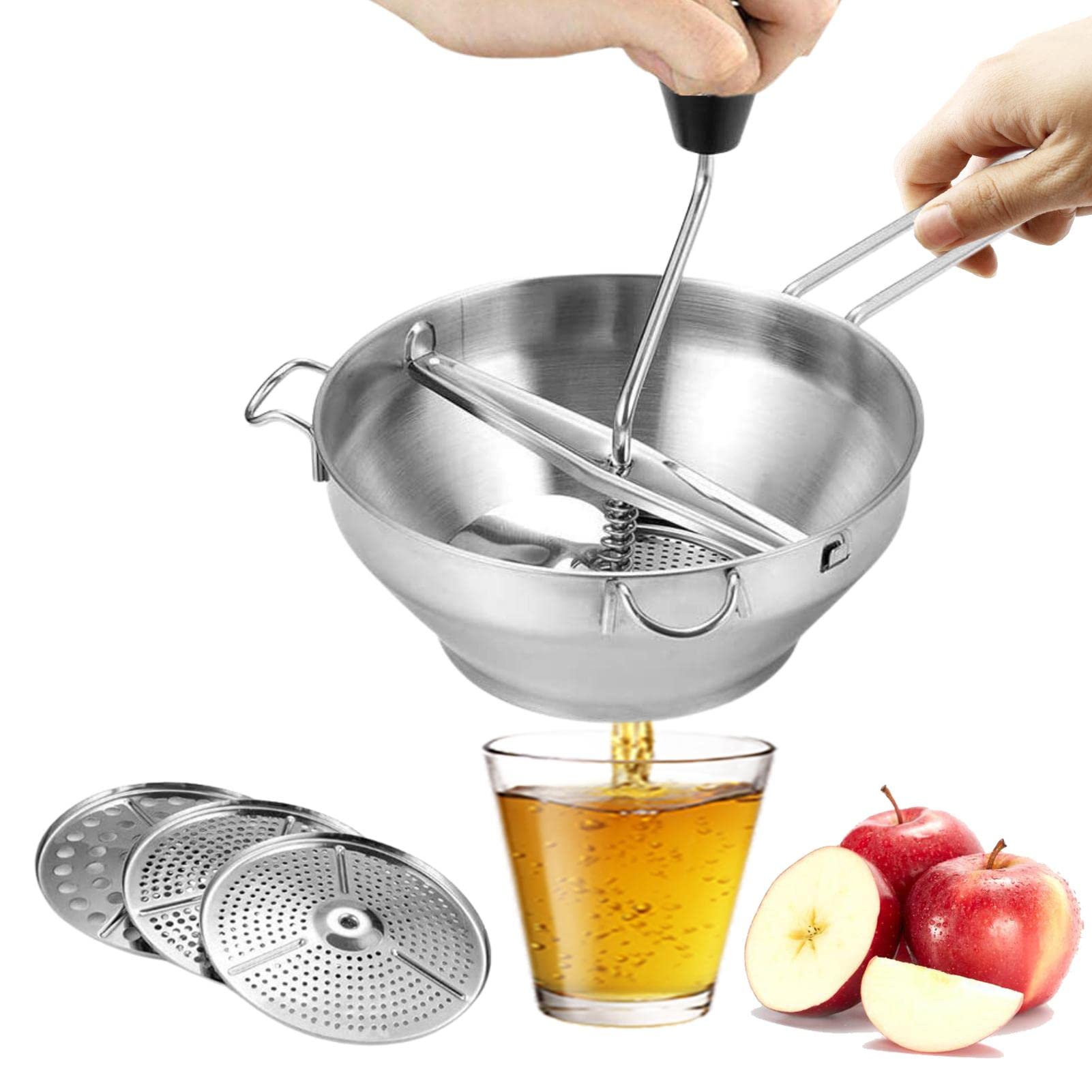 Molinillo de alimentos para bayas | Molinillo de alimentos para bebés de acero inoxidable, molinillo giratorio de acero inoxidable para alimentos para bebés, puré de manzana, puré de papas A/a