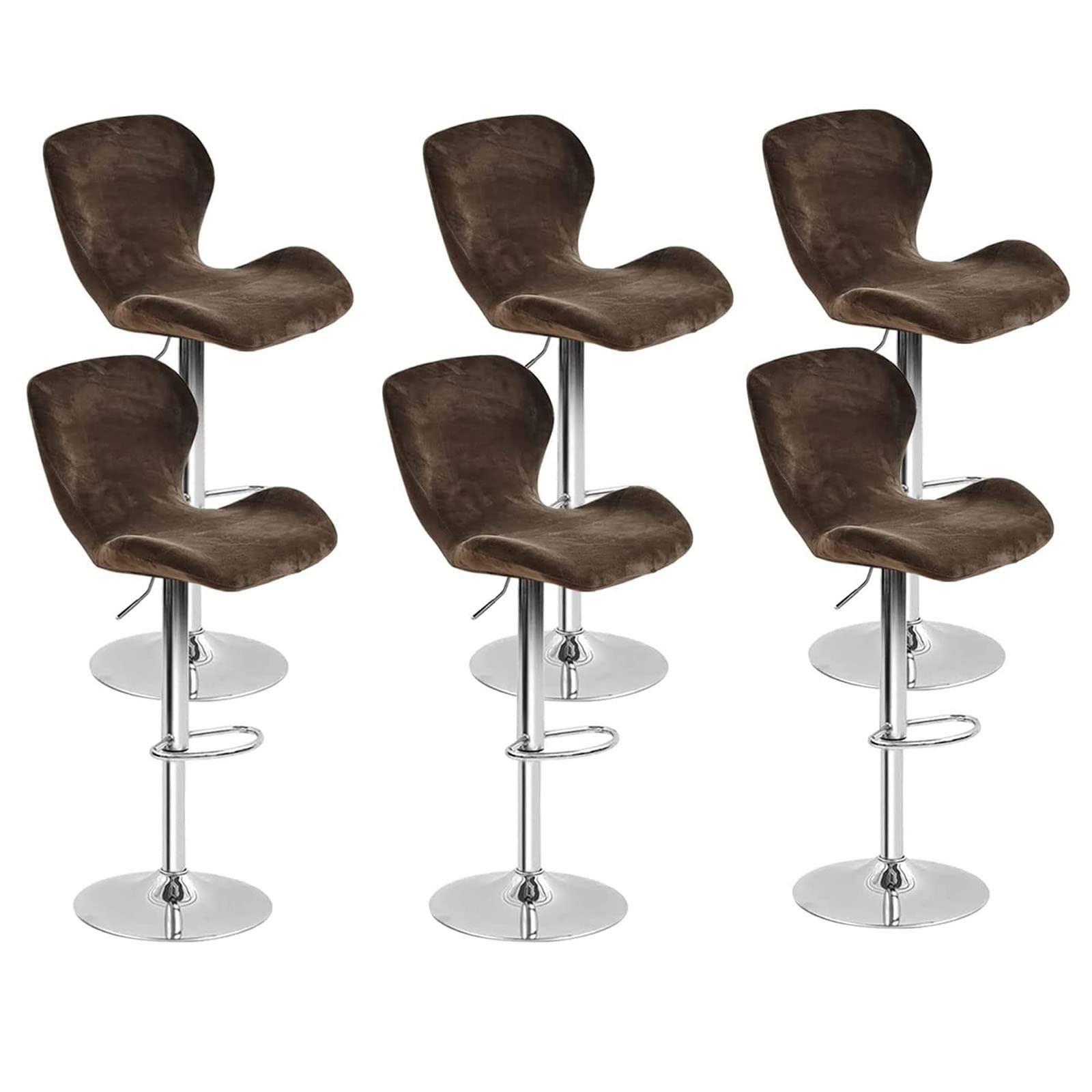 Leomix Velvet Bar Stool Cover Curved Swivel Set, Stretch Counter Height Bar Stools Cover, for Short Back Dinning Room Bar Chair,M,6pack