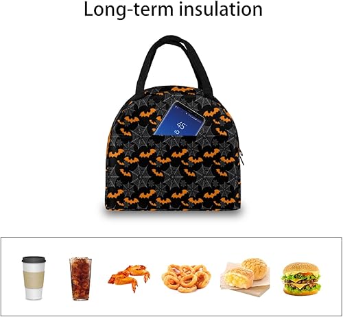 Miniatura 6 de Lonchera temática de Halloween de terror, lonchera aislada para hombres y mujeres, bolsa de almuerzo a prueba de fugas, bolsa de preparación de