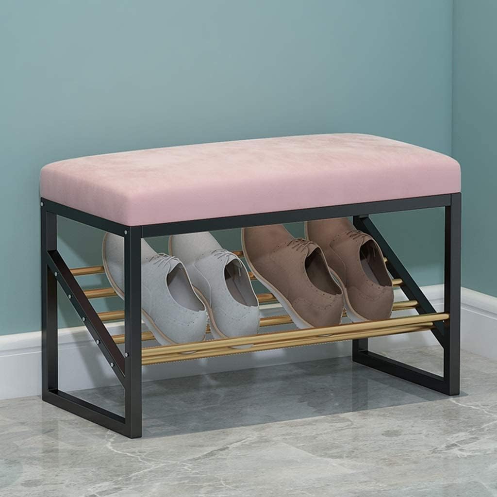 玄関の靴のベンチラック北欧の錬鉄のe、入り口の靴の交換用スツール