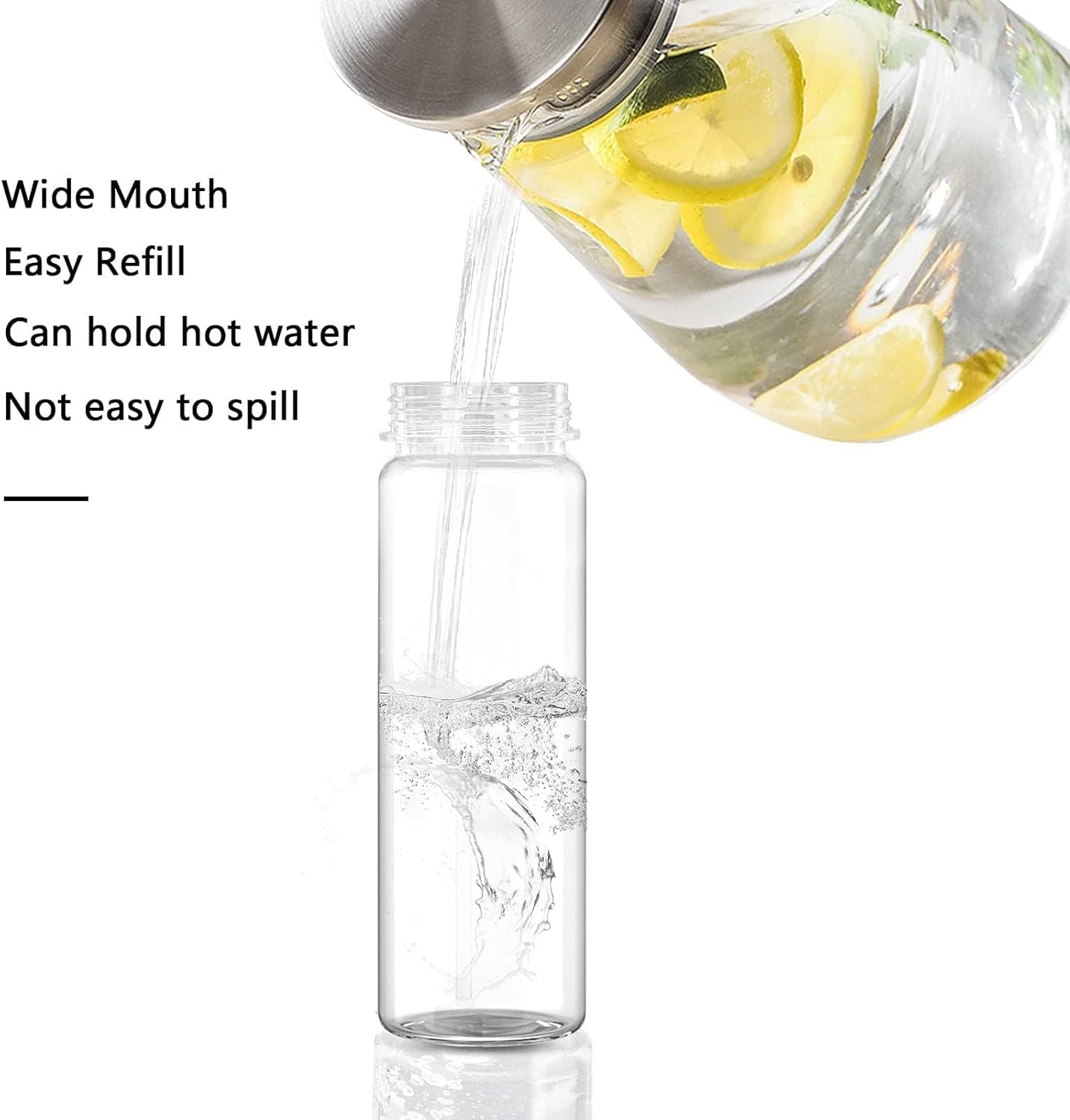 2 Borracce Sportive Trasparenti da 750 Ml A Prova di Perdite con Filtro E Tappo A Scatto, Borracce in Plastica Riutilizzabili per Palestra, Scuola, Sport E Ciclismo.