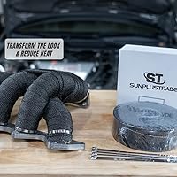 Vista 9 de SunplusTrade Rollo de envoltura térmica de escape negro de 2" x 50' para motocicleta, cinta de protección térmica de fibra de vidrio con lazos