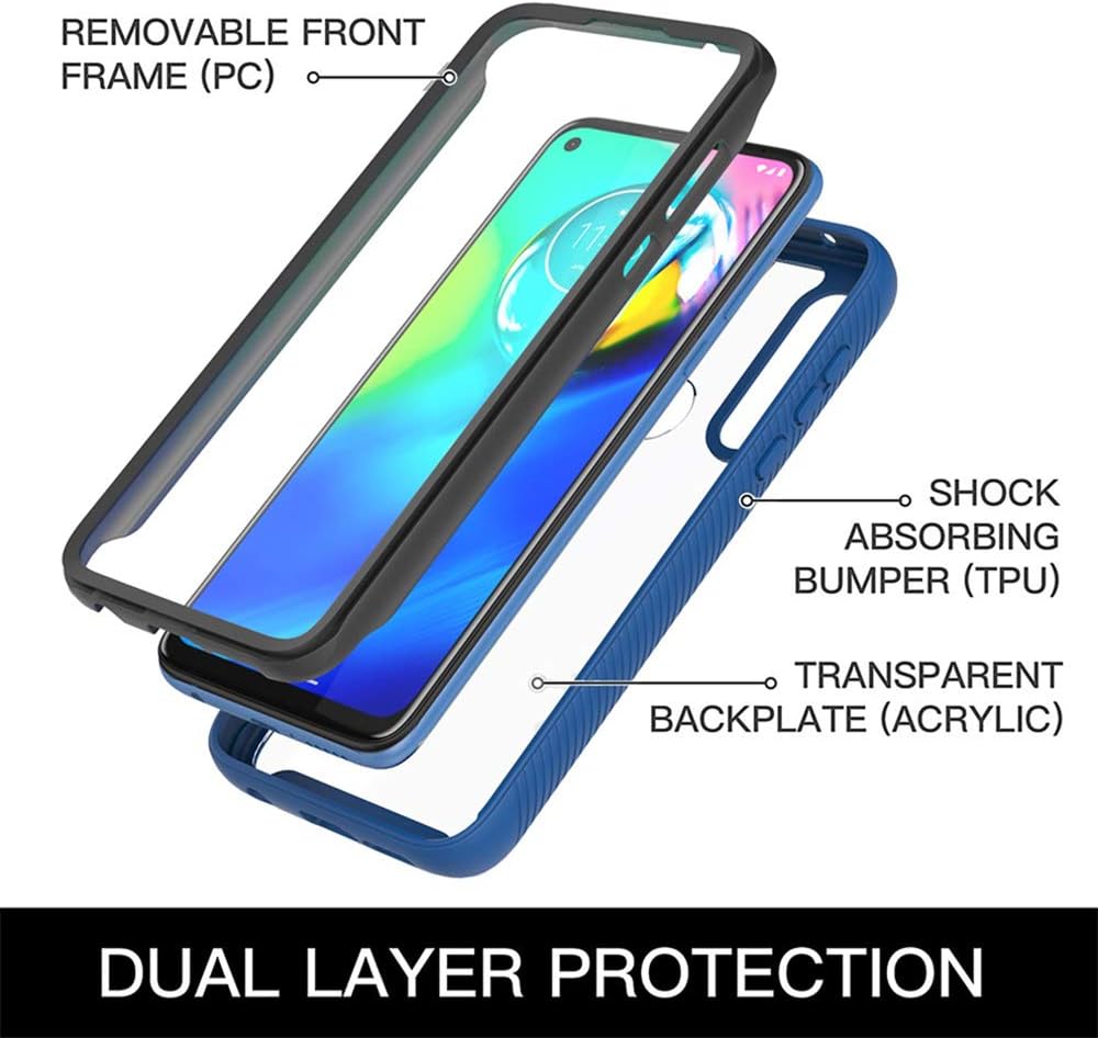 ONOLA Designed for Moto G Power 2020 Case,Three Defense Built-in Screen Protector Crystal Clear Full Body Fit Cover for Motorola G Power Phone (Blue)
